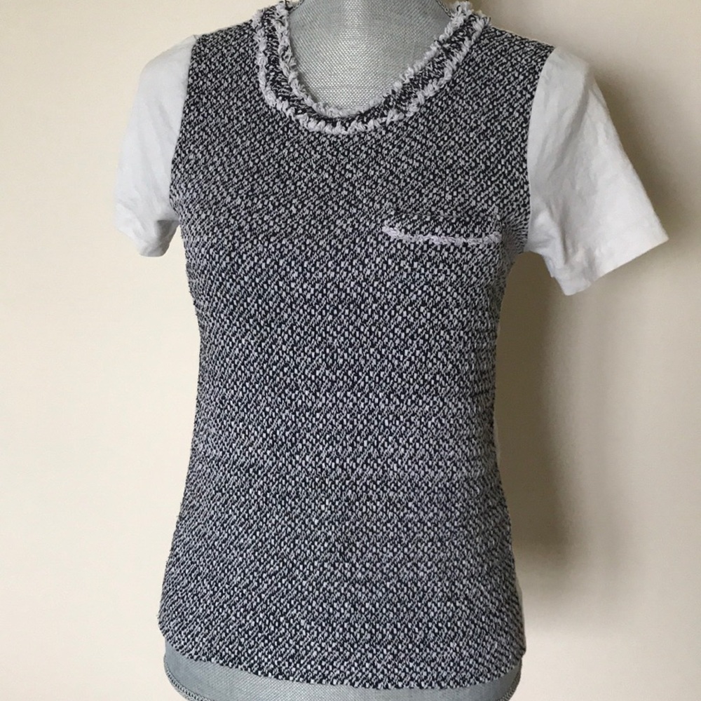J.Crew tweed black and white T-shirt